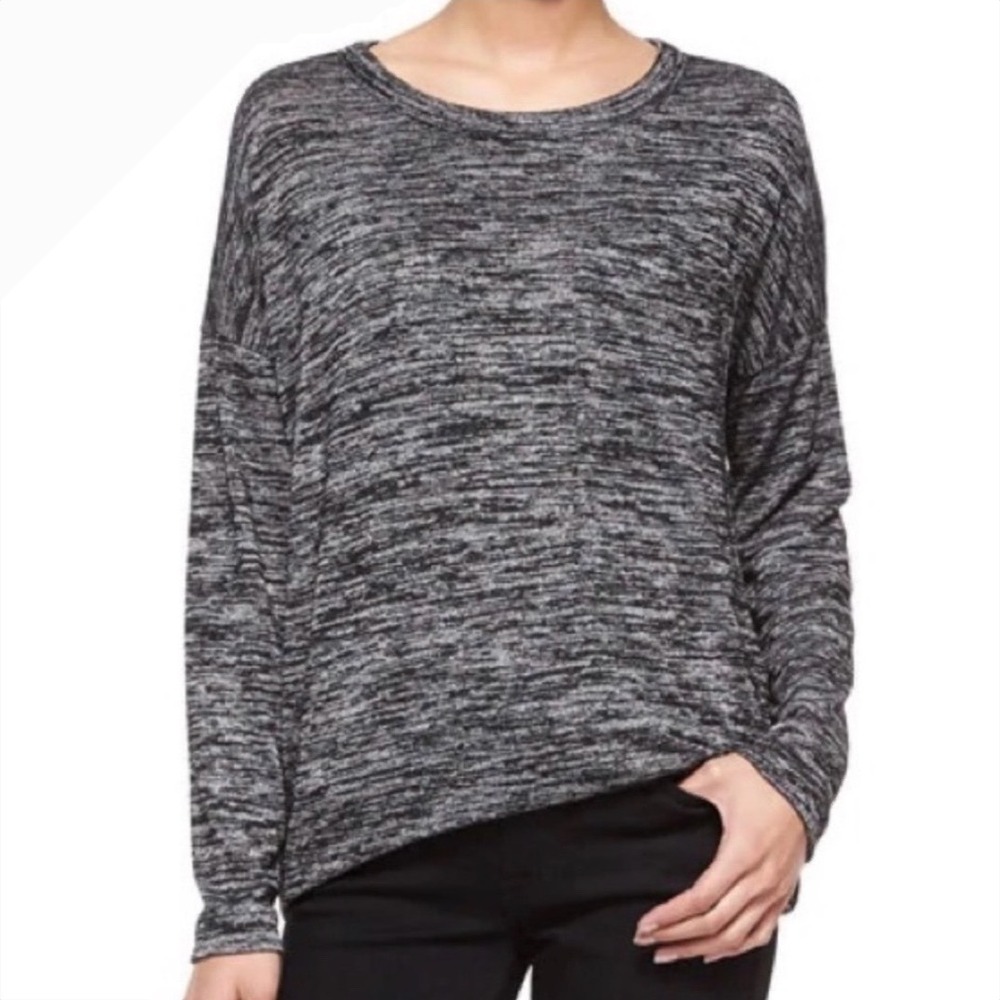 Rag & Bone Women Medium Space Dye Long Sleeve Knit Top Charcoal Grey Relaxed Fit